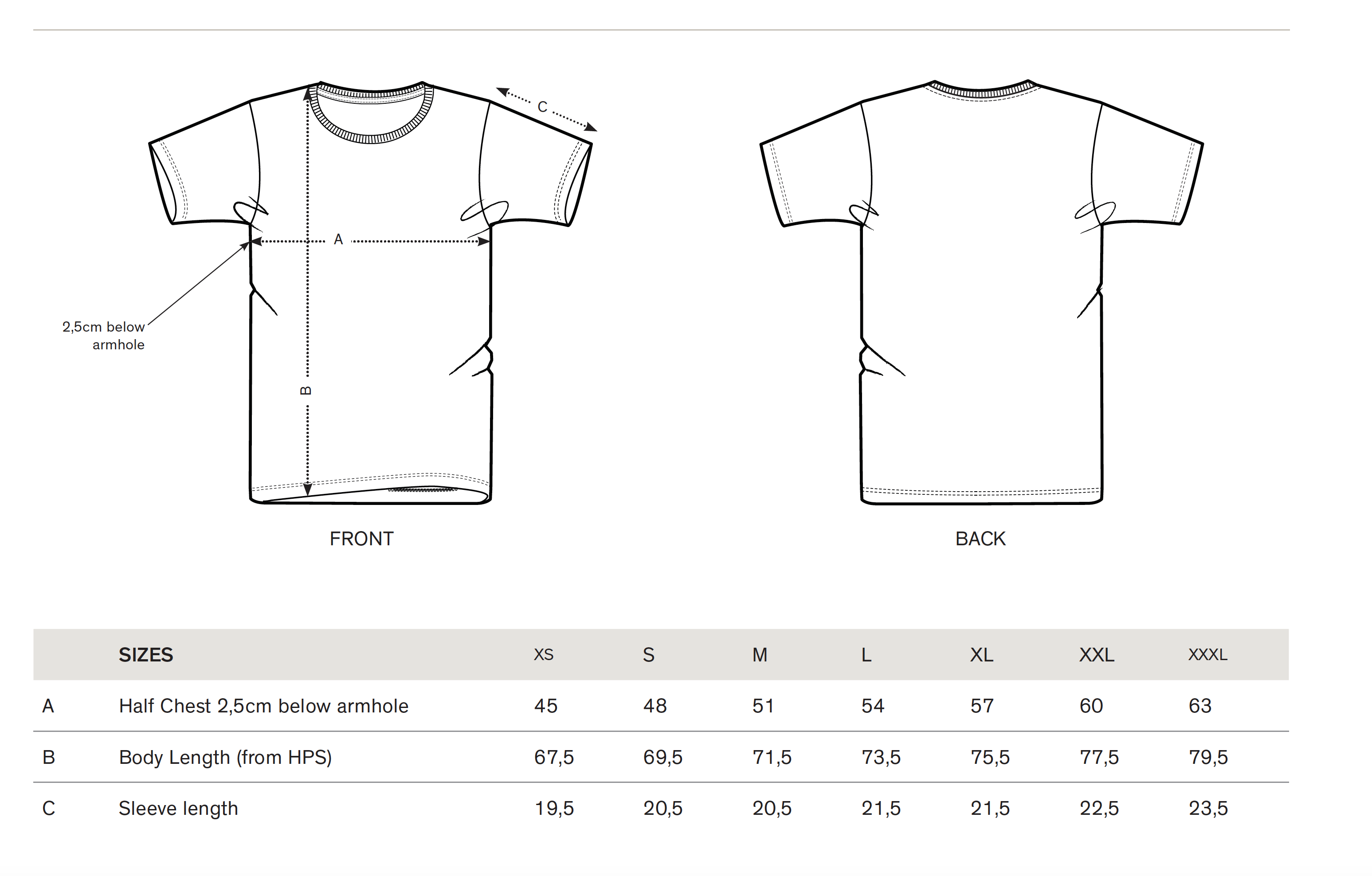 T Shirt Logo Size Chart